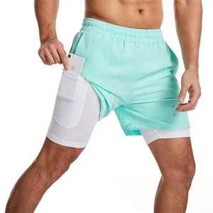 Men Quick Dry Gym Outdoor Sports Shorts With Phone Pocket Double <b>Layer</b> Fitness Shorts 2 in 1 Running Shorts With Custom Designs - Product Image 2