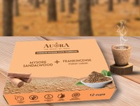 Boîte de 12 coupelles d'encens premium en bois de santal indien naturel, écologiques, longue durée, Dhoop Sambrani, encens de jasmin