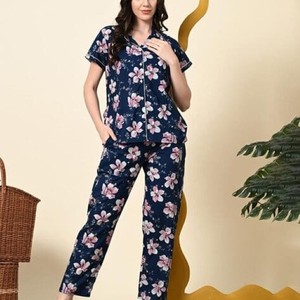 Bata corta de algodón de retazos para mujer, Vestido corto de noche, bata hecha a mano con 2 bolsillos - Product Image 4