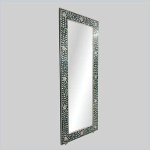 Miroir mural rectangulaire en bois avec incrustations de os, artisanat pour salon toutes saisons, non inclus - Product Image 3