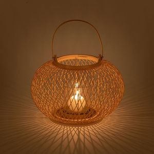 Produit de vente chaud bambou rotin suspendu lanterne bougie lanterne naturel fait à la main maison espace meubles décor - Product Image 3