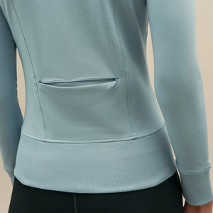 Veste de sport athlétique coupe ajustée pour femmes à manches longues Fitness manteau avant Logo respirant léger solide imprimé Yoga haut court - Product Image 2