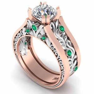 Anillo de Compromiso de Filigrana de Plata de Ley 925 Chapado en Oro Rosa con Diamante Redondo Personalizado para Mujer al Mejor Precio - Product Image 3