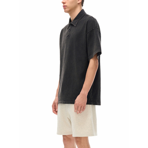T-shirt décontracté à manches courtes en coton épais tricoté pour homme, respirant et à motifs - Product Image 4
