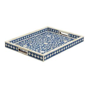 PREMUIME CALIDAD CHIRSTMASE Bandeja con incrustaciones de hueso decorativo con diseño floral Bandeja de servicio de forma cuadrada - Product Image 3