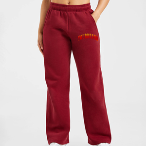 Pantalones de chándal de pierna ancha de poliéster/algodón para mujer, Jogger Trending, ajuste holgado, logotipo impreso personalizado, encaje, Color sólido, bolsillos laterales, Invierno - Product Image 1