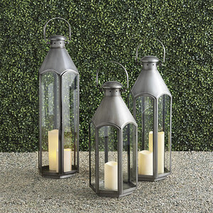 Decoración para el Hogar, Portavelas de Metal Gris Antiguo, Farol para Decoración de Exteriores - Product Image 4