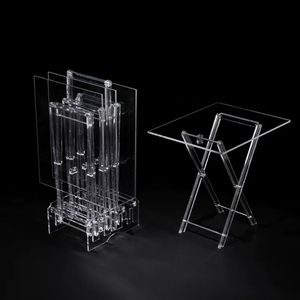 आधुनिक पारदर्शी ऐक्रेलिक फोल्डिंग कॉफी और डाइनिंग एंड टेबल स्पष्ट राउंड और आयताकार घर सजावट फर्नीचर प्रदर्शन रैक - Product Image 4