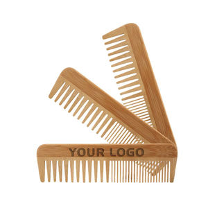 Brosse à barbe biodégradable écologique avec logo personnalisé pour massage en bois peigne à dents larges en bambou - Product Image 1