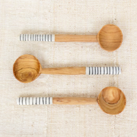 Cuillère de service en bois de teck de haute qualité, écologique, de style européen, avec logo personnalisable pour une utilisation en cuisine, Vietnam