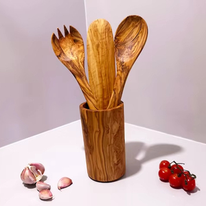 Moderno y Minimalista Porta Utensilios de Madera Natural para Encimera de Cocina, Soporte de Almacenamiento de Cubiertos, Duradero y de Madera Maciza para Herramientas de Cocina - Product Image 1