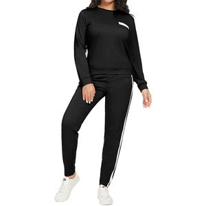 Pullover Tracksuit <b>Set</b> Crew Neck With <b>Matching</b> <b>Jogger</b> Pants / Soft Cotton Lightweight Breathable Polyester Blend For Comfort - Product Image 5