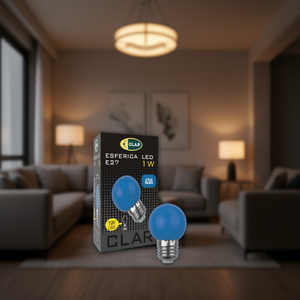 E27 1W 230V Blue Spherical <b>LED</b> Bulb - Product Image 3