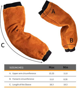 Manchons de soudage en cuir de vache de qualité supérieure Protection du bras résistant à la flamme pour soudeur 16.5 "taille longue - Product Image 4