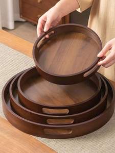 Bandeja Redonda de Madera Vintage a Precio de Fábrica |   Hecho a Mano de Buena Calidad |   Mejor Acabado al por Mayor a Granel - Product Image 1