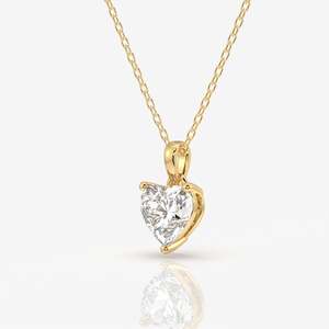 จี้เพชรเม็ดเดี่ยวสีทอง9K ประดับเพชรหรูหราห้องแล็บหัวใจ - Product Image 3