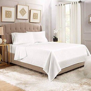 Vente en gros de draps de lit en coton blanc pour hôtel et maison pour des draps ajustés et plats respirants et doux disponibles en vrac - Product Image 1
