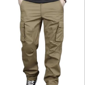 Pantalones de trabajo informales para hombre con patrón sólido multibolsillo Cintura con cordón de ajuste holgado para exploración al aire libre de otoño - Product Image 4