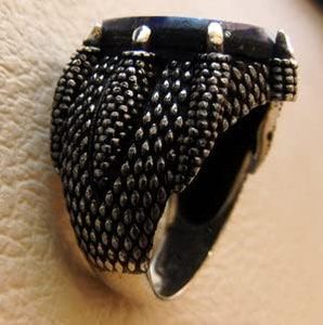 แหวนเงินแท้ 925 ดีไซน์อาหรับ ประดับพลอยลาพิส ลาซูลี แท้ ของขวัญคริสต์มาส สำหรับผู้ชาย ขายส่ง สินค้ามาใหม่ - Product Image 6