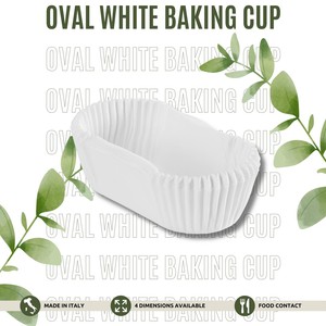 Gobelet à pâtisserie en papier compostable à double paroi ondulée ovale blanc personnalisable, fabriqué en Italie, résistant à la graisse, pour l'emballage de la restauration rapide - Product Image 2