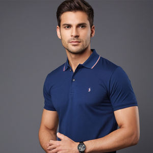 Polo de Color Sólido para Hombre con Tela Transpirable, Cuello Clásico, Diseño de Manga Corta, Perfecto para Uso Diario en Verano y Oficina - Product Image 1