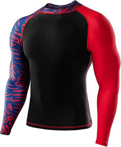 El protector de compresión con estampado gráfico para hombres ofrece protección UV, Mangas de contraste elegantes, comodidad de rendimiento. - Product Image 2