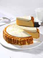 Pastel de Queso Vasco con Limón y Crema de Chocolate Congelada, 850g, Caja Redonda de 8 Pulgadas, para Cafeterías y Salones de Té