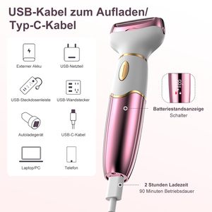 Depiladora Eléctrica 4 en 1 para Mujer, Pantalla Digital, Resistente al Agua IPX7, Depilación Facial y de Área Íntima, Depilación de Bikini, Carga USB para Coche - Product Image 4