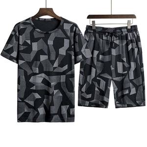 Ensemble d'été pour homme, t-shirt à col rond respirant et short en polyester/coton, style streetwear, coupe ample - Product Image 6