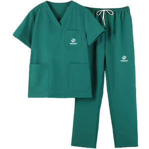 Top y pantalones médicos cruzados con cuello en V para mujer, conjunto de uniformes femeninos al por mayor, suministro de fábrica de enfermeras, conjunto de fregado para correr - Product Image 3