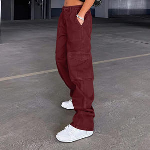 Service OEM Vente en gros de pantalons pour femmes de bonne qualité Pantalon d'été de jogging solide à taille élastique Vente de pantalons décontractés cargo - Product Image 2