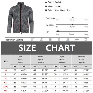 Manteau décontracté à manches longues pour hommes, vestes à fermeture éclair, col montant, sweat-shirt confortable pour l'hiver, tailles M-4XL pour l'extérieur - Product Image 5