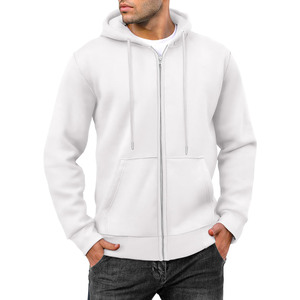 Sudaderas con capucha con cremallera y forro polar de algodón 100% con impresión de logotipo personalizado sudaderas con capucha de mezcla de algodón básicas de alta calidad para hombre sudaderas lisas - Product Image 2
