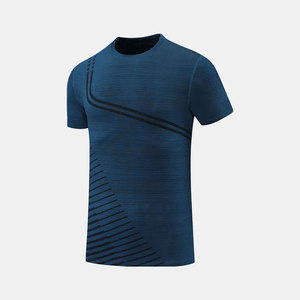 เสื้อยืดออกกำลังกายแห้งเร็วของผู้ชายแบบ2023ใหม่ผ้าคอตตอน/ใยไม้ไผ่ระบายอากาศได้220ก. เสื้อถักแขนสั้นลายพื้น - Product Image 2