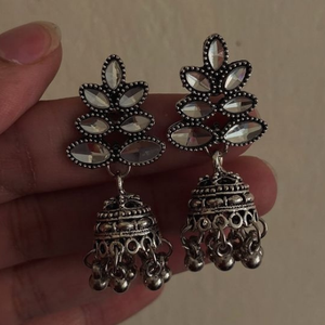 ต่างหูห้อยตุ้งติ้ง Jhumka สไตล์วินเทจสไตล์โบฮีเมียนอินเดียโบราณประดับอัญมณีอัฟกานิสถาน - Product Image 5