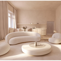 Luxuriöses Wohnzimmer-Sofa, Stoffbezogen, Geschwungene Halbmond-Lounge, Modernes Sofa
