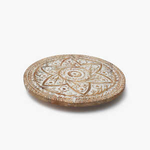 Bandeja de madera de acacia para servir flores reales con asas para servir bebidas té postre cena desayuno - Product Image 2