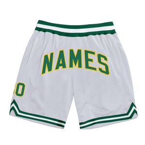 Shorts de basketball personnalisés blanc-vert-or authentiques style rétro ZIAKOT INDUSTRY - Product Image 1