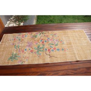 3x6.9 ft Eco-Friendly <b>Wool</b> Rug Traditional Turkish Accent Rug with <b>Brown</b> Patchwork and Latex Backing - Product Image 3