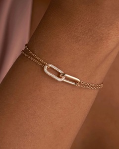 Interlocked Diamond Paperclip Link Bracelet 0.48 Ct Natural Diamond G-H Color VS-SI Clarity 14K <b>Solid</b> <b>Gold</b> Modern Handcrafted - Product Image 1