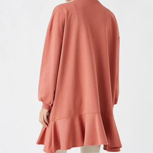 Último diseño de sudadera de gran tamaño para mujer de algodón de cuello redondo Sudadera larga de hombro caído sudaderas con capucha para mujer transpirable - Product Image 6