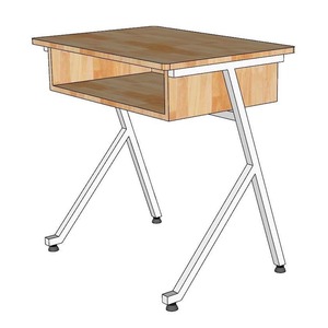 Single Natural Wood <b>Study</b> <b>Desk</b> with Drawers Iron Legs School Furniture-PSD033 - Product Image 2