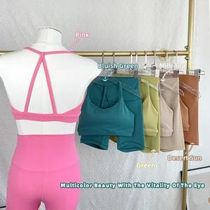 Nuevo conjunto de Yoga de encaje, sujetador de un solo hombro, camiseta sin mangas deportiva con fugas en el hombro, pantalones deportivos de cintura alta para mujer, conjunto de Yoga para Fitness - Product Image 3