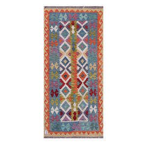 Alfombra Kilim de Maimana, Afganistán, 193 x 87 cm, Alfombras y Juegos de Alfombras - Product Image 1