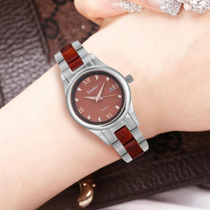 Montres à quartz de luxe pour hommes GFL-SS-002 avec cadran en bois véritable et décoration en clous véritable, personnalisables avec votre propre marque - Product Image 2