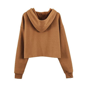 Haute qualité dernière conception femmes haut court sweats à capuche prix de gros bas quantité minimale de commande femmes haut court sweats à capuche cordon sweats à capuche pour femmes - Product Image 2