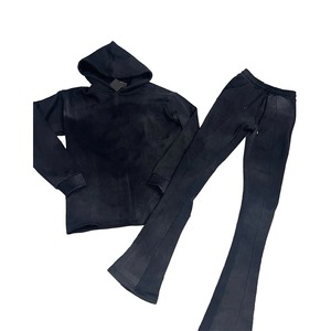 OEM ODM Survêtement unisexe surdimensionné à capuche 100% coton Streetwear à épaules tombantes ensemble avec logo fournisseur de survêtement - Product Image 1