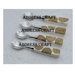 Affordable Price 18/8 Stainless Steel Agate Handle <b>Ice</b> <b>Cream</b> Scoop Set Birthday Party Wedding Office Party Use Cutlery <b>Spoon</b> Set - Product Image 2