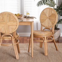 Chaise de salle à manger inclinable en rotin naturel de style bohème moderne, pour chambre à coucher et extérieur, fabriquée à la main au Vietnam