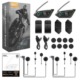 EJEAS MS8-SE Moto Helmet Bluetooth Interphone Headset Full Duplex 1000M 2-Way 6 Riders With FM Music Waterproof intercom